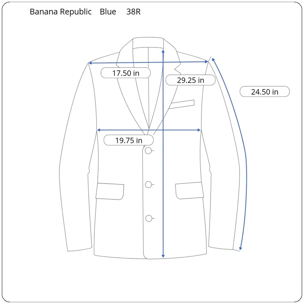 Banana Republic Tessuti Sondrio Men's 38R  Dark Blue Twill Cotton Vented Blazer‎
